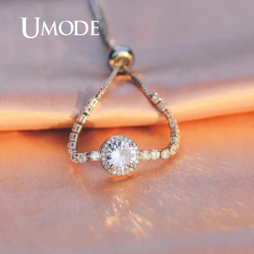 Женские небольшие круглые теннисные браслеты UMODE свадебные с прозрачным