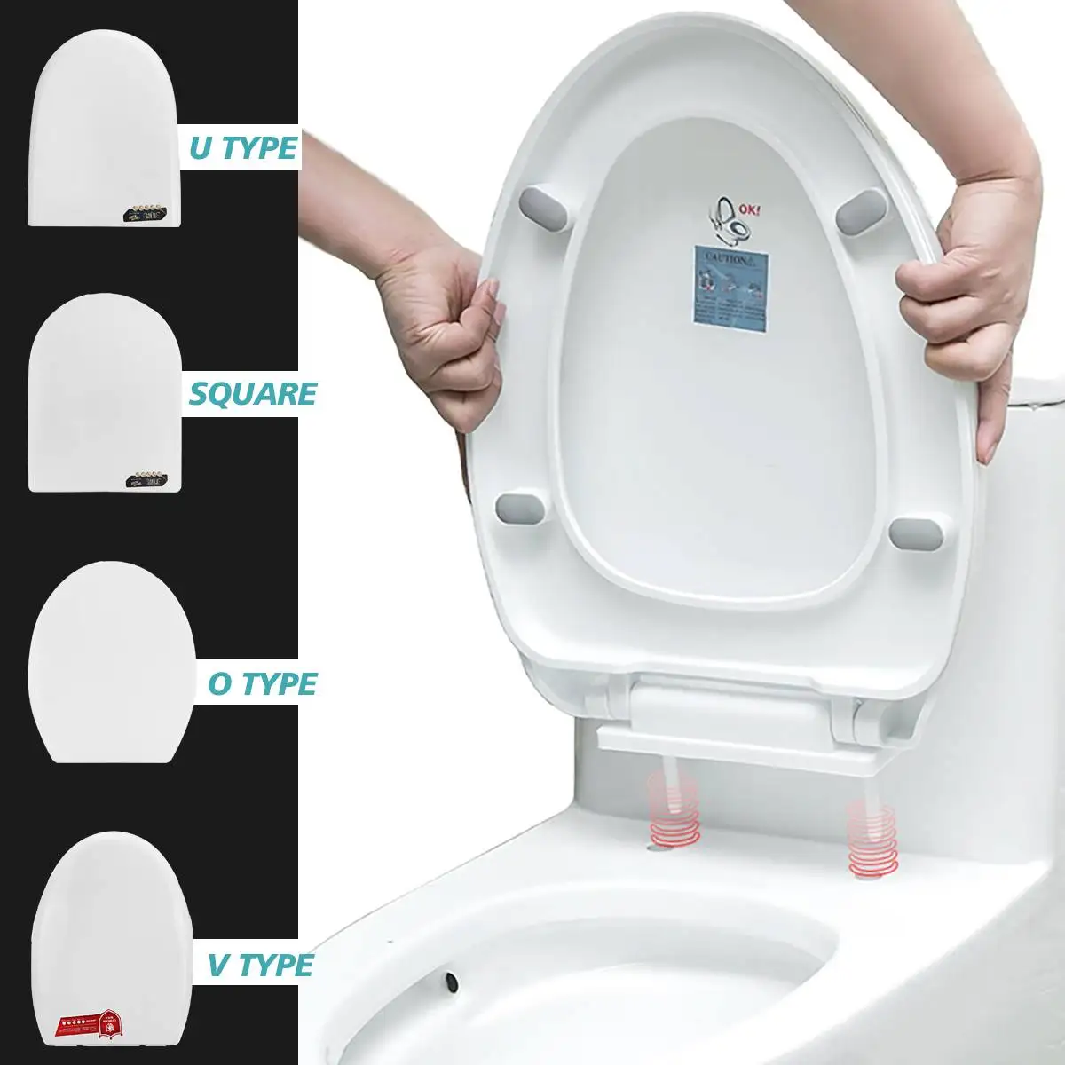 Gruesa cubierta de asiento de inodoro blanco Bisagras Para Hogar WC Baño de reemplazo 