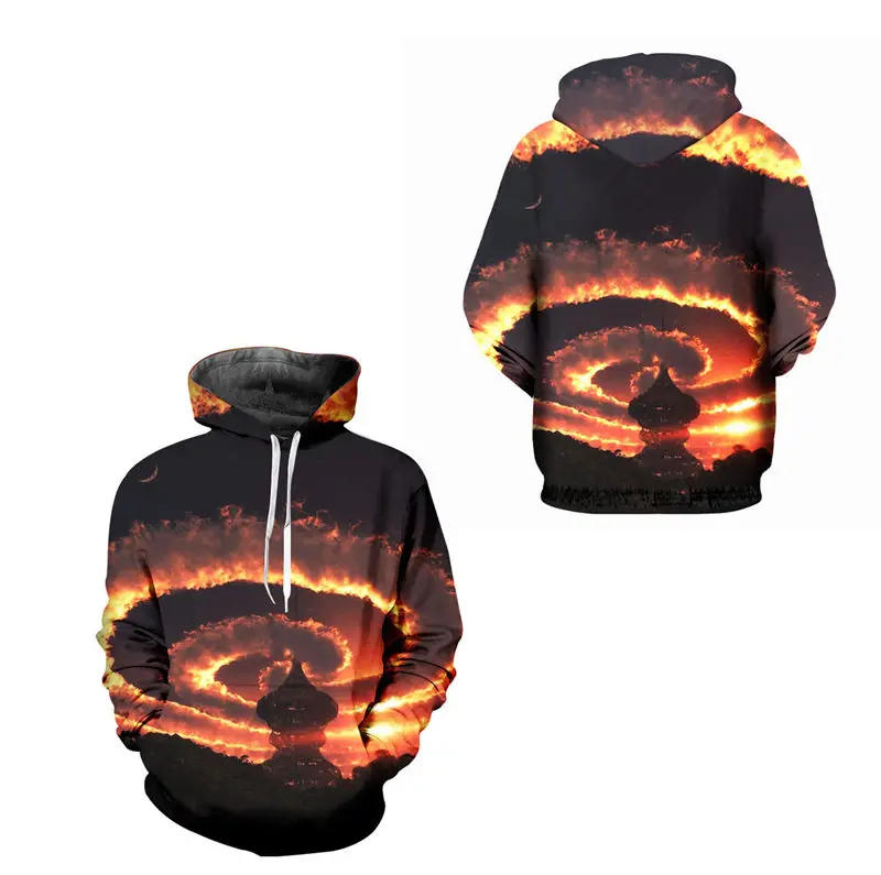 Funny Sunset at dusk Hoodie Pullover Unisex 3D Thread fire cloud Tracksuit Casual Pockets Hoodies Men Streetwear Cool Hooded - Цвет: unisex hoodie