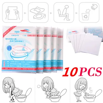 

10pcs Portable Disposable Health Toilet Seat Cushion Paper Waterproof Bacteria-proof Cover Native Wood Pulp For Travel Camping