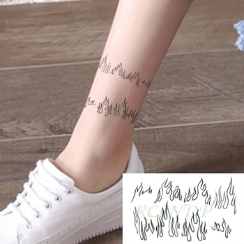 

Waterproof Temporary Tattoo Sticker Flame Fire Pattern Line Drawing Element Fake Tatto Flash Tatoo for Kids Men Women