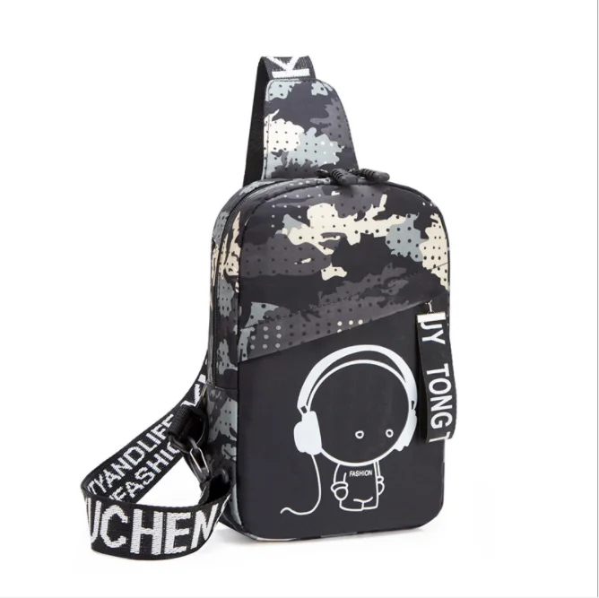 Black camouflage Anti Theft Luminous small crossbody bags for women messenger bags men casual sling chest bag waterproof travel shoulder bag pack - Цвет: Black camouflage