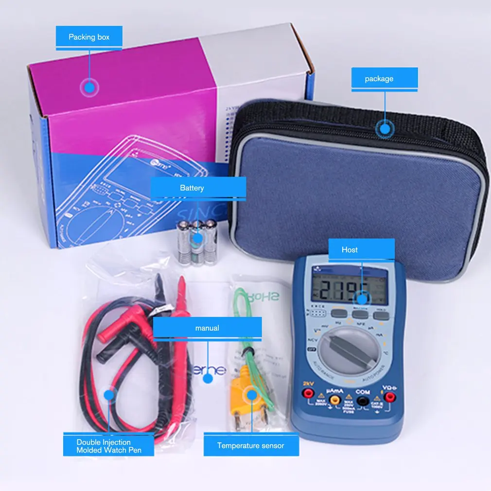Digital Multimeter DC/AC Current Voltage T-RMS Auto Range NCV/Capacitor/ Frequency/Triode/ Diode/Temperature Tester VC94 Sale