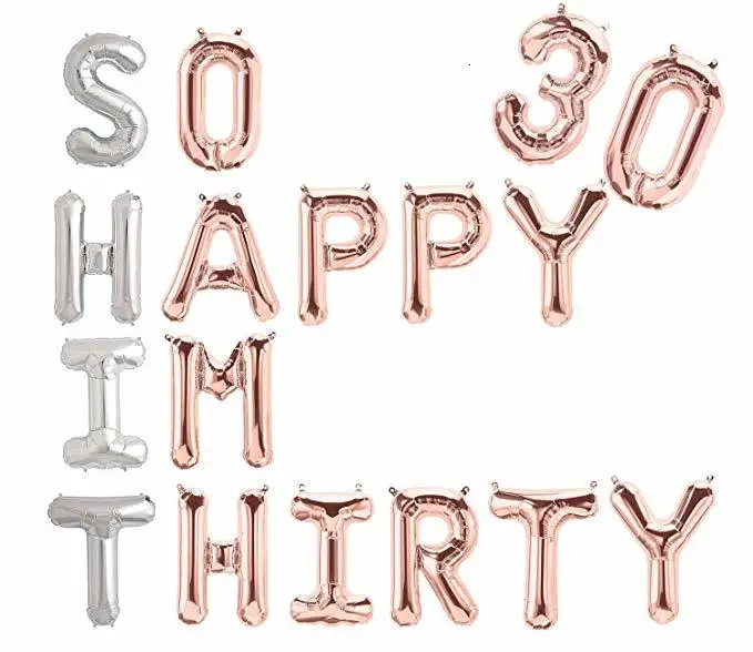 So Happy IM 30 воздушных шаров розовое золото 30 шарики ко дню рождения 30 плакат "с днем рождения" 30th День Рождения украшения для нее говно Im 30