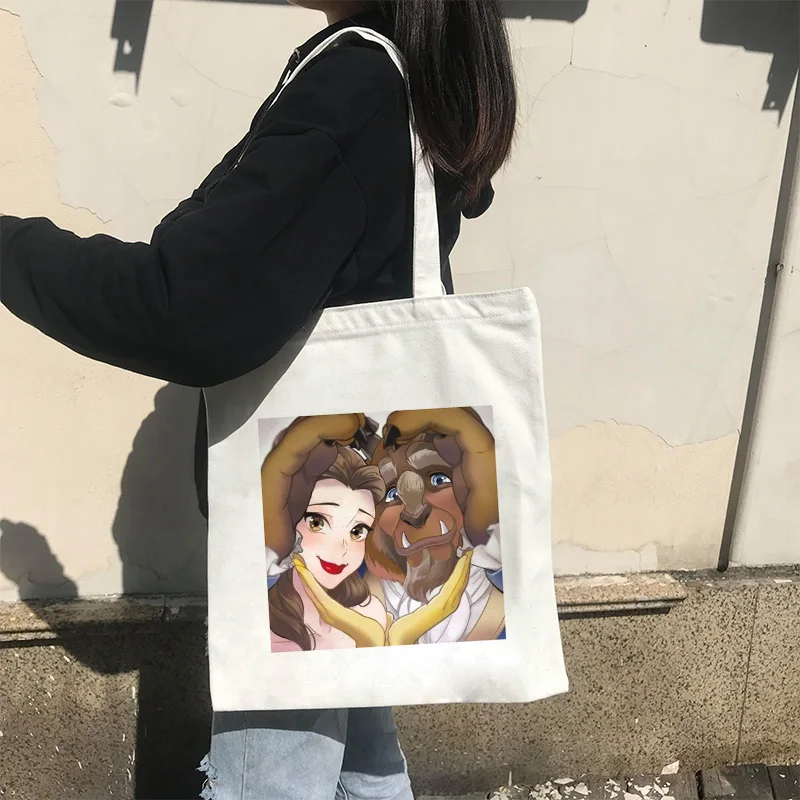 New Fashion Trend Beauty With Wild Beast Beauty Love Print Shoulder Canvas Bags Harajuku Casual Large Capacity Handbag Women Bag