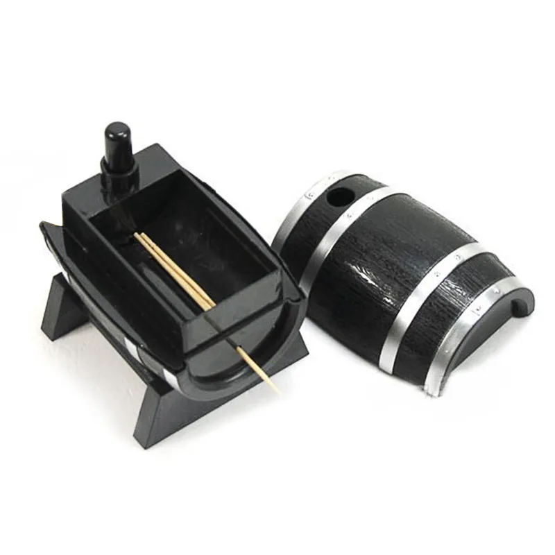 Automatic Wine Barrel Toothpick Holder Hand Pressing Toothpick Container Box Dispenser Holder Household Organizer Desk Decors