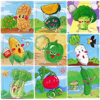 

2-4years 15x15cm Kids Wooden Vegetables Panel Puzzle Toy Kids Jigsaw Puzzle Toy Learning Education Tool DIY Assembly Puzzle toys