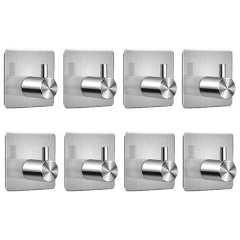 

8 Self-Adhesive Hooks Towel Hook Stainless Steel Wall Hooks Adhesive Hooks Self-Adhesive Hooks Oohne Drilling for Toilet