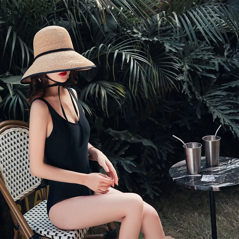 

2020 New High Quality Ponytail Foldable Raffia Woven Straw Hat Sunhat Lady Summer Sunhat Seaside Beach Hat Anti Ultraviolet Hat