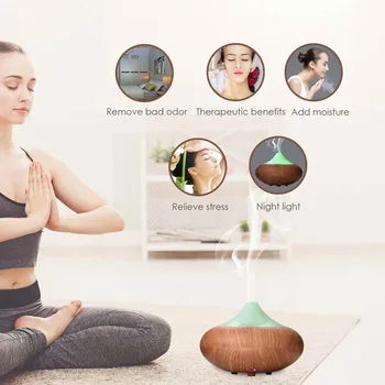 

Wood Color LED Ultrasonic Sound Smart Aroma Diffuser Essential Oil Air Diffuser Humidifier Aromatherapy Mist For Home Office