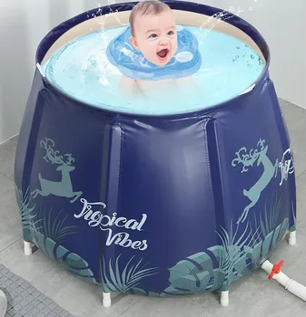 

Hot Folding Insulation Bath Barrel Portable Adult Insulation Bathtub New PVC Barrel Home Bath Tub with Storage Bag 70*70cm