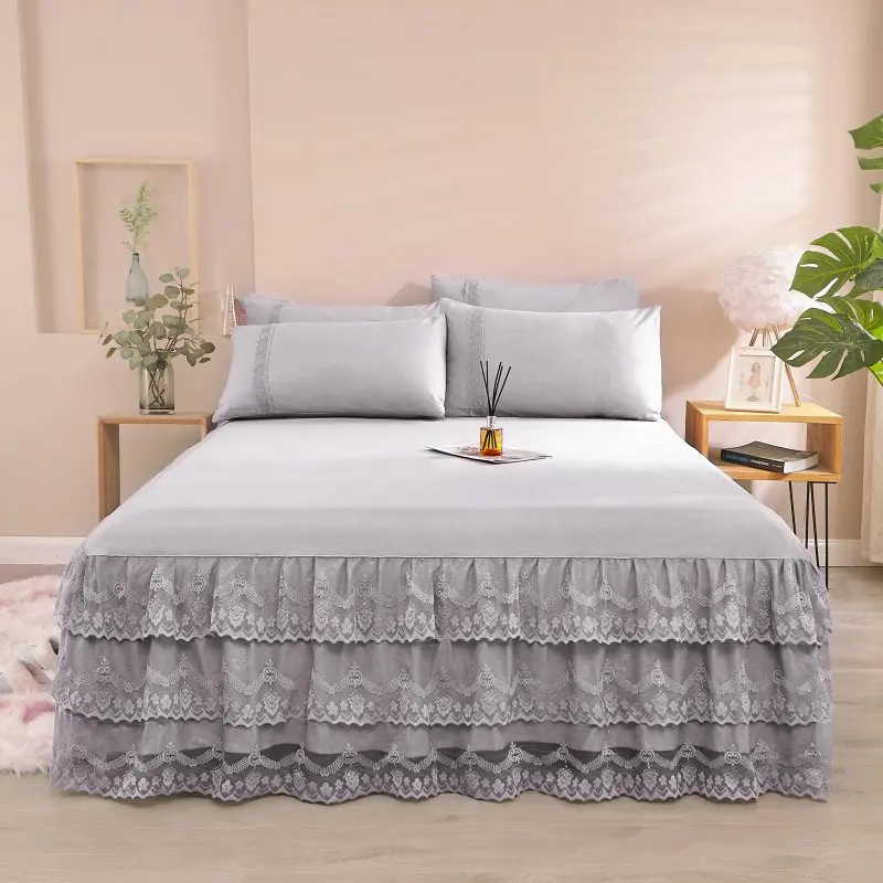 Bed Linens Home Solid Color Lace Skirt for 150 Cover King Queen Double Size Bedspread Pillowcase Need Order NEW SALE | Дом и сад