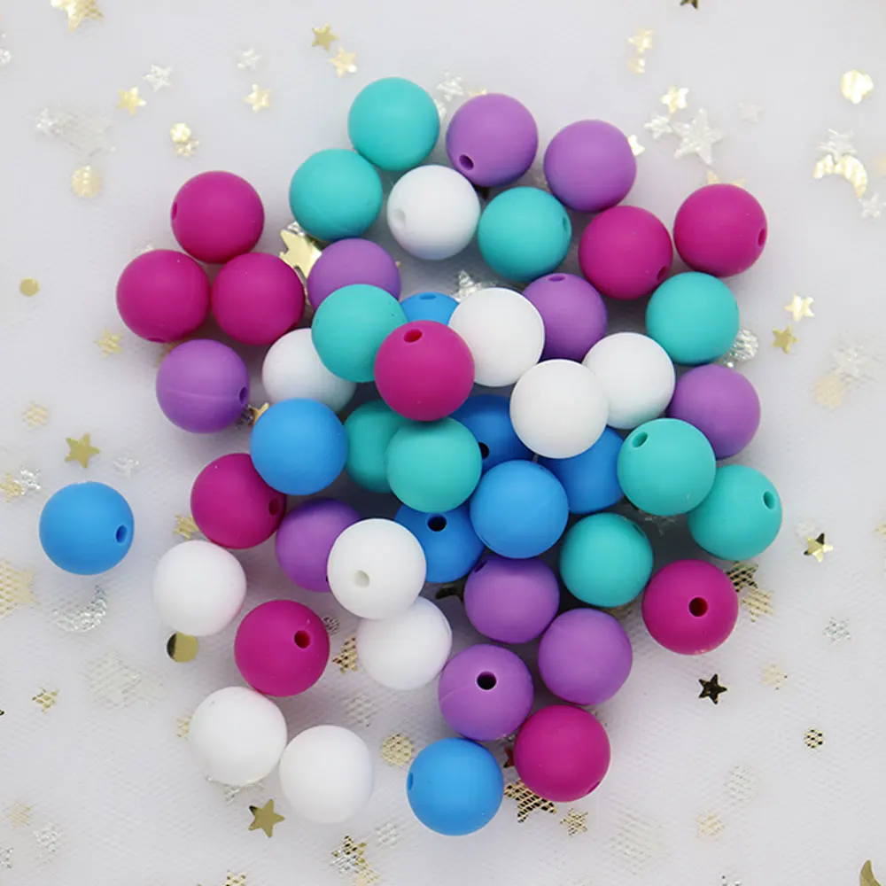 500Pcs Round Perle Silicone Beads 12mm Siliconen Kralen BPA Free Silicone Dentition Mordedor Bead DIY Teething Necklace Baby Toy
