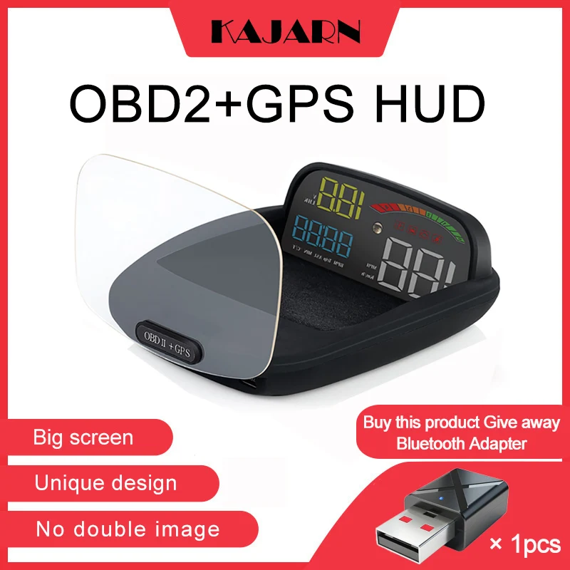 

KAJARN HUD C800 Head Up Display OBD2 Display GPS Speedometer Alarm Pantalla Coche Transparent Reflection Board Headup Display