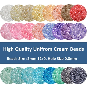 

2mm High Quality Unifrom Cream Glass Spacer Beads 12/0 Glossy Japan Glass Seed Beads For DIY Jewelry Cloth Craft Accessories
