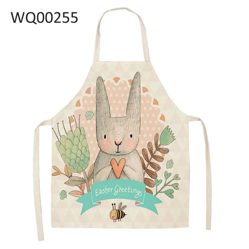 Home Cleaning Tools 68*55cm,47*38cm Cooking Apron Cartoon Animal Printed Waterproof Cotton Linen Women Sleeveless Kitchen Aprons - Цвет: WQ00255