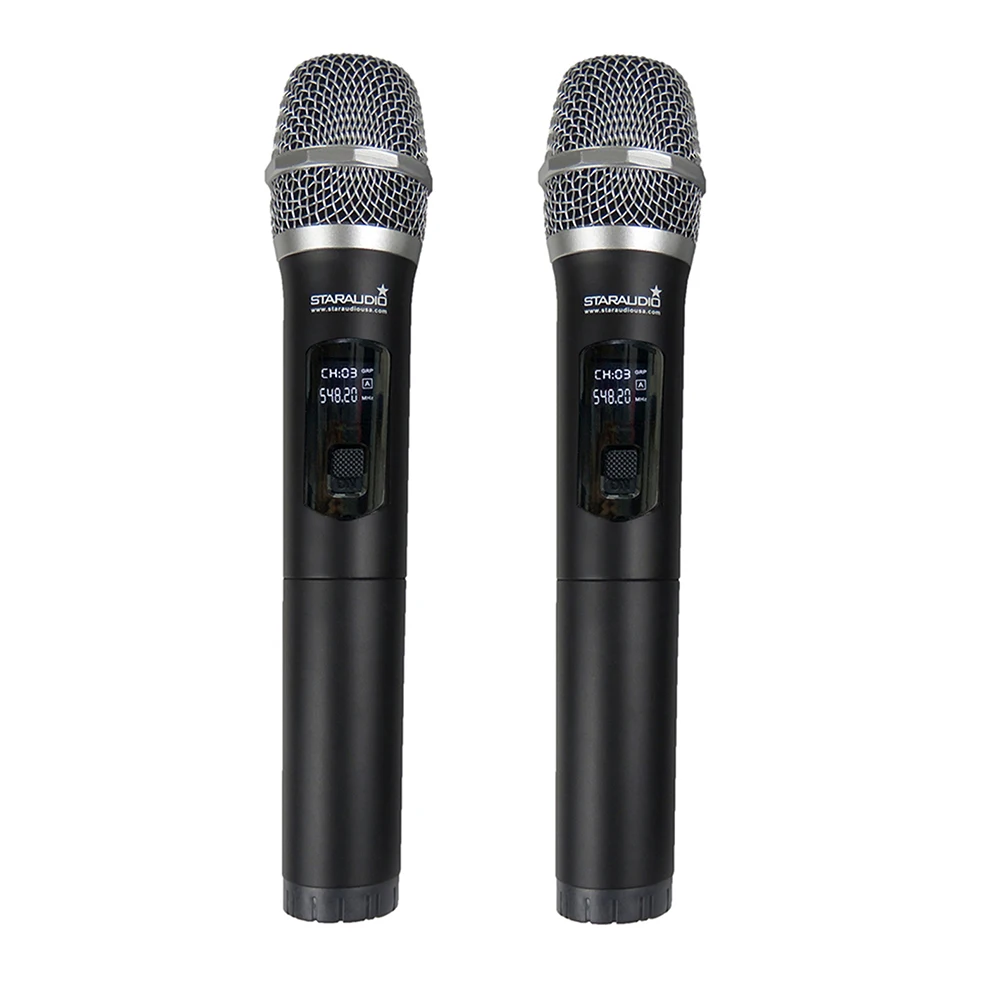 STARAUDIO 2CH UHF Ручной беспроводной микрофон Система 2CH DJ сценический церковный клуб домашние вечерние микрофон система караоке SMU-0216A