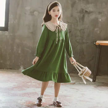 

Girls Dress 2019 Autumn Long Sleeve Kids Dresses Age For 6 - 16 Yrs Teenage Girls School Clothes Big Girls Frocks Princess Dress