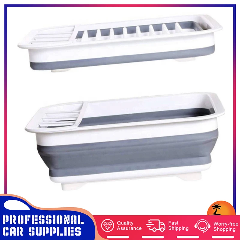 RV Camper Dish Rack Storage Holder Foldable Drainer Bowl Tableware