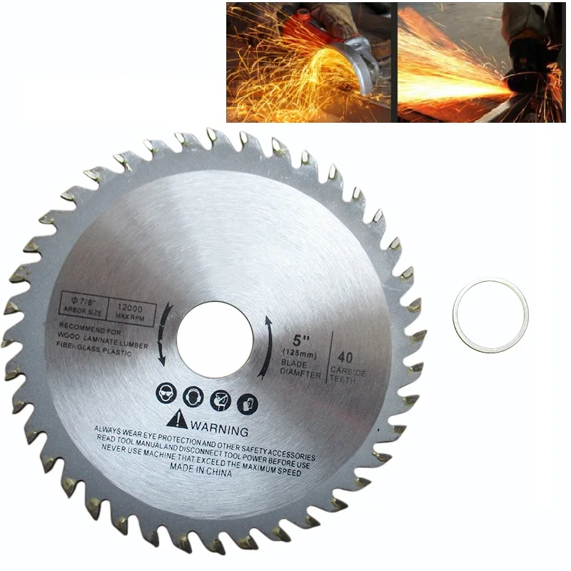 5inch 125mm Cutting Disc Mini Circular Saw Blade For Wood Plastic Metal Rotating Cutting Tool 40Teeth Parts