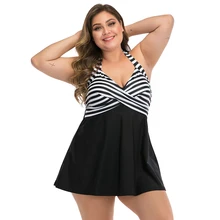 Сексуальный танкини, купальники для женщин, плюс размер, бикини, купальник, высокая талия, купальники, в полоску, пляжная одежда, большой размер, купальник