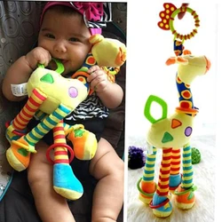 Jouets pour bébés en peluche, 0 12 mois, développement du nourisson, girafe, clochettes d'animaux, crochets à poignée, jouets poussette accrochable 