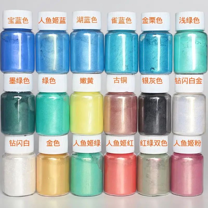 

36pc Mermaid Pearlescent Powder Dropping Glue Resin Natural Mica Mineral Powder