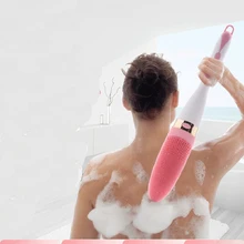 Электрическая силиконовая щетка для ванны, домашний массаж, щетка для спины, многофункциональная длинная ручка, сухая батарея, изогнутая головка щетки