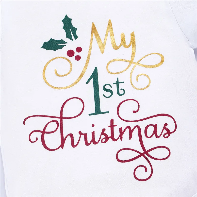 Комплект хлопковой одежды для маленьких девочек из 3 предметов, новогодний Рождественский комбинезон с короткими рукавами для новорожденных девочек+ Кружевная юбка-пачка, одежда