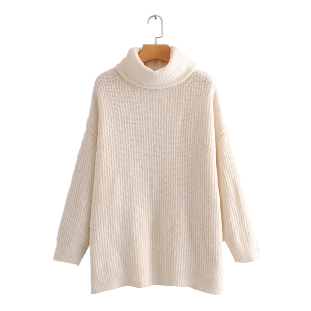

Women Oversize Basic Knitted Turtleneck Sweater Female Solid Turtleneck Collar Pullovers Warm Winter Clothes Women Sweaters