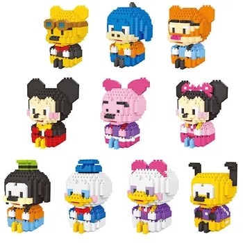 

Disney Cartoon anima Mickey Minnie Winnie the Pooh Tigger 3D model DIY block toy Classic Movie Model Kids Toys For Gift