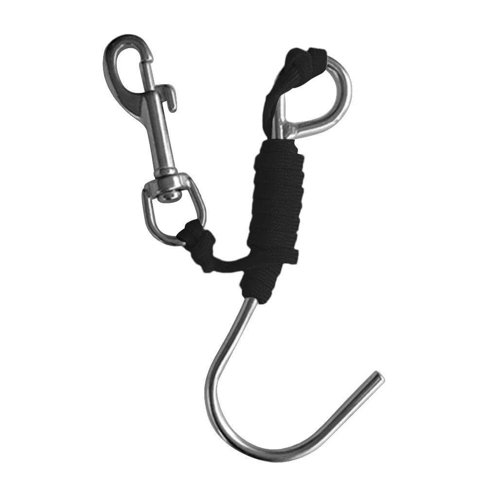 Scuba Diving Reef Drift Hooks With 120cm Line & Stainless Steel Clip Single Reef Hook Scuba Diving Reef Drift Hooks With 120cm Line & Stainless Steel Clip Single Reef Hook