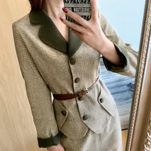 2020 New Green Suit Retro Fashionable Plaid Style Suit Coat Notched Single Breasted Plaid Women Jackets and Coats 2020 New Green Suit Retro Fashionable Plaid Style Suit Coat Notched Single Breasted Plaid Women Jackets and Coats