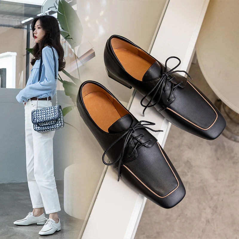 

women pumps Natural leather 22-24.5cm ladies Internet celebrity shoespigskin insole+superfine fiber lining European and American