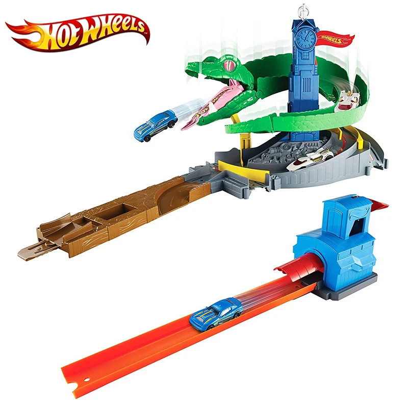 Skup Oryginalny hot wheels samochód Cobra wyścig tunelu podekscytowany wyścigi samochodowe przygoda konkurencji zabawki chłopcy Rail zestaw dla dzieci zabawki Oyuncak Araba