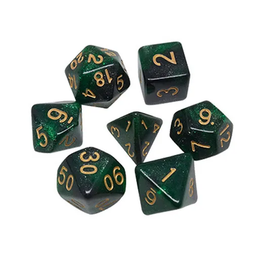 18 - green black 7 шт./компл. многогранные DnD смешанные Цвет кости для ролевой игры «Подземелья и Драконы настольные игры D4, D6, D8, D10, D%, D12, D20 - Цвет: 18 - green black