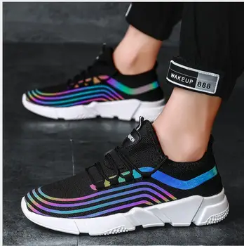 

Color-changing reflective men's shoes 2019 new summer breathable mesh shoes sports shoes