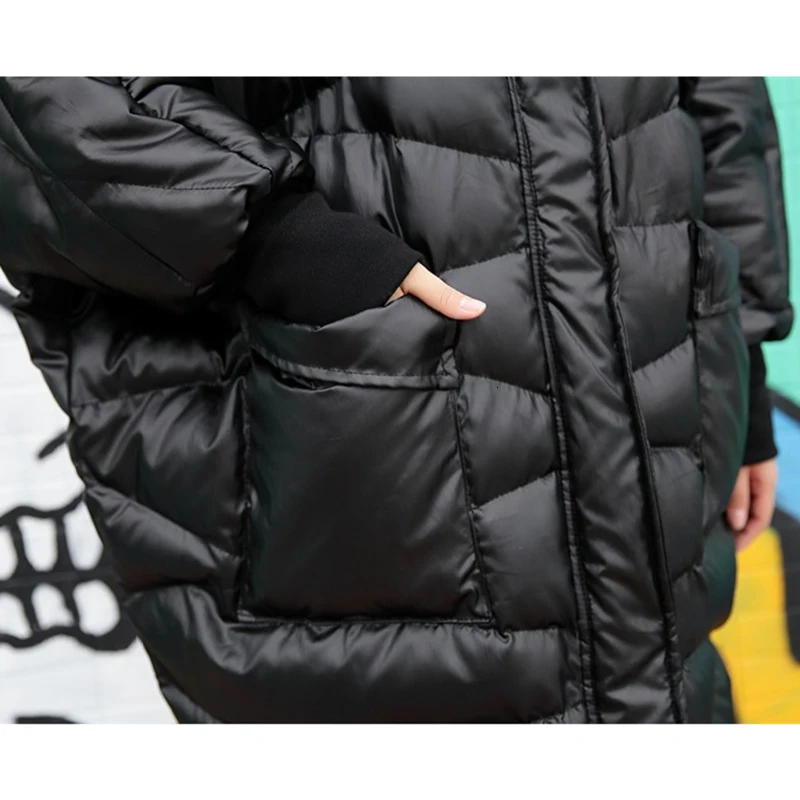 [EAM] пальто с хлопковой подкладкой и стоячим воротником большого размера, женские парки свободного кроя с длинным рукавом, модная новинка осень-зима, 1H258