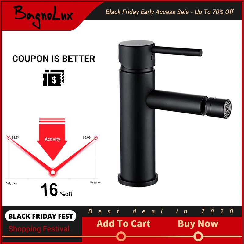 Alba Round Matte Black Bidet Mixer Tap Faucet Adjustable Aerator Anal Cleaning Bathroom Taps Single Hole Clean Small Faucet