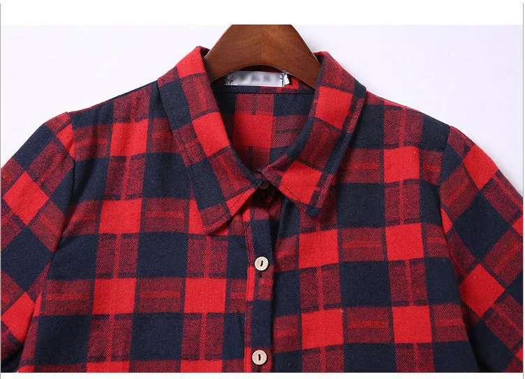 Большие размеры, M-XXXL, хлопок, в клетку, весна-осень, стильные, модные, средний стиль, Женские топы с длинным рукавом, женские рубашки, AU0052