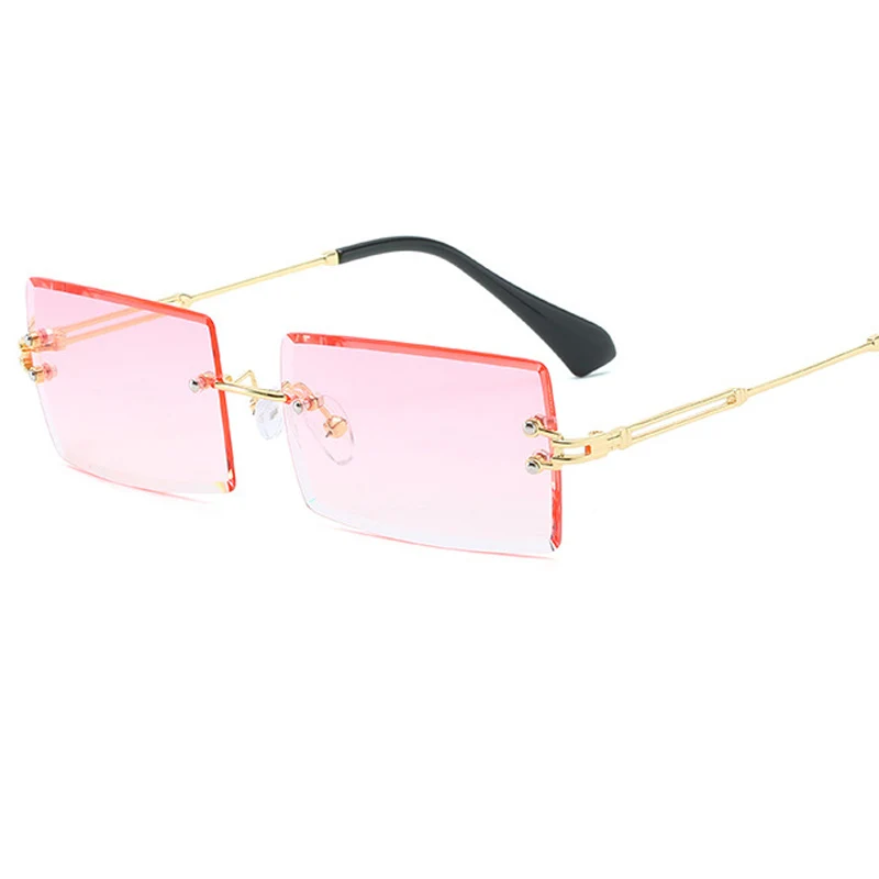 ALOZ MICC Fashion Ladies Rectangle Rimless Sunglasses Men Women Personality Trimming Luxury Metal Sunglass UV400 Q709