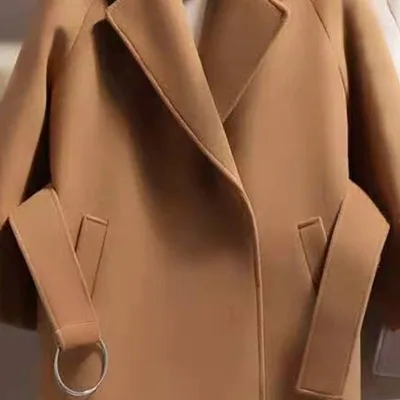Модная женская короткая шерстяная куртка с поясом осенне-зимнее шерстяное пальто приталенная верхняя одежда ветровка