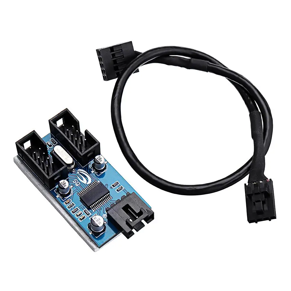 

LEORY 9Pin USB Header Male 1 to 2 Female Extension Splitter Cable 9 Port Multiplier Board
