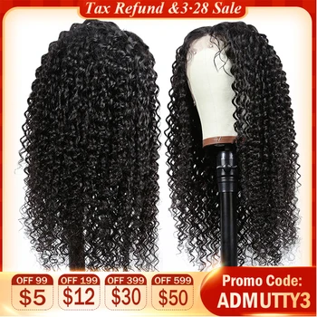 

Deep Wave Curly Lace Front Human Hair Wig Indian Hair HD Transparent Lace Frontal Human Hair Wigs For Black Women Pre Plucked