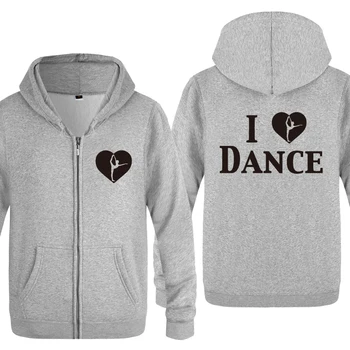 

I Love Dance Creative Sweatshirts Men 2018 Mens Zipper Hooded Fleece Hoodies Cardigans