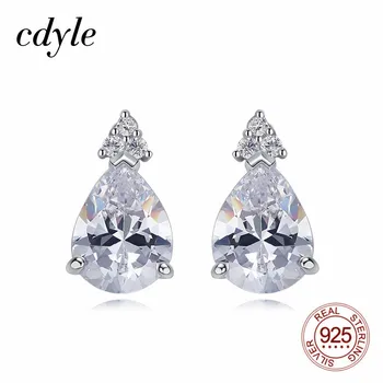 

Cdyle Dazzling Cubic Zirconia Water Stud Earrings for Women 100% 925 Sterling Silver Earrings Wedding Bride Fine Jewelry