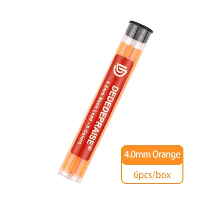 Orange-6pcs ROMA/DEDEDEPRAISE металлическая Автоматическая/Механическая угольная ручка толщиной 4,0 ММ, сменный цвет/свинец/ядро, неоновый свинец, 6 цветов, стираемый рисунок - Цвет: Orange-6pcs