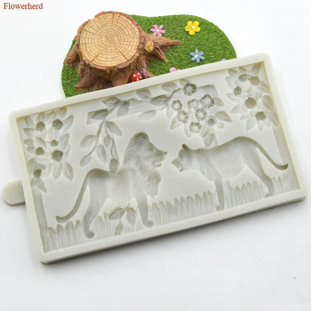 Cartoon Animal Fondant Cake Silicone Mold Lion Shape Peach Leaf Chocolate Decorating Tools | Дом и сад