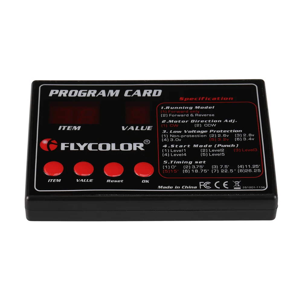 Flycolor Programing Card for 50A/70A/90A/120A/150A Boat ESC