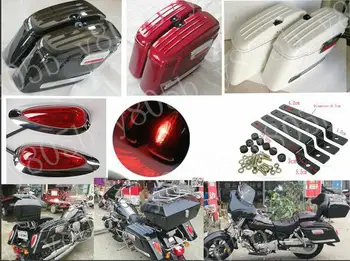 

Hard Saddle bags Trunk Luggage w/LED Lights For Honda Shadow Spirit Sabre Aero ACE Steed VLX 400 600 1100 DLX VTX1300 1800 Magna